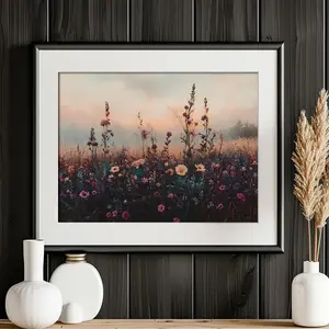Fields of Flowers, Vintage Floral Print, Wall Art, Wall Decor for Home Living Room Bedroom, Home Decor, Ornaments