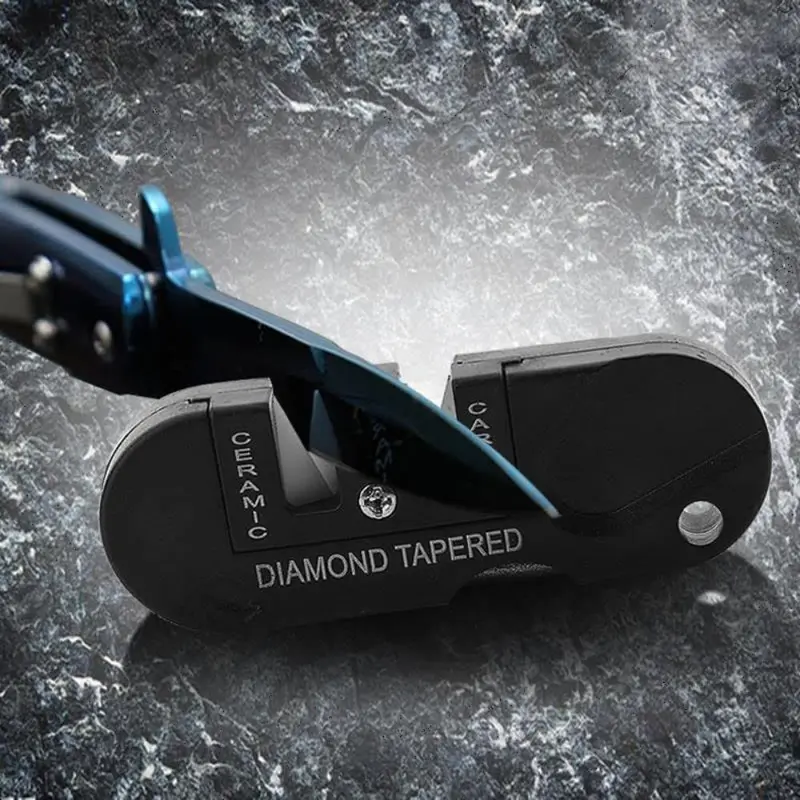 Multifunctional Outdoor Portable 4-In-1 Pocket Knife Sharpener Tool, Compact Handheld Sharpening Kit for Camping Hiking Travel, Emergency Tool, Camping Accessories, Camping Tools