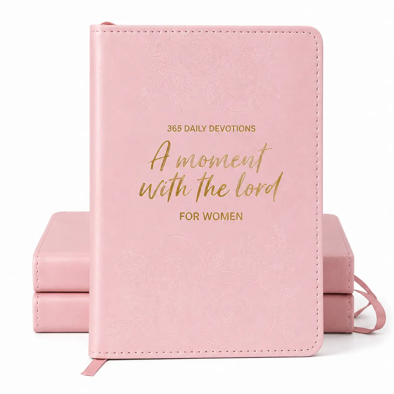 A Moment With The Lord for Women, 365-Day Daily Devotional Prayer Journal, Beautiful Embossed Faux Leather Hardcover Bible Study Book, Inspirational Christian Gift for Her, Faith & Reflection Journal