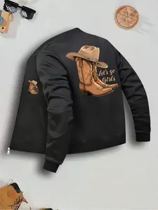 Women's Casual Letter Print Jacket, Fitted Design, Comfortable Knit Fabric, Perfect for Fall & Winter, Stylish Daily Wear Essential, Outerwear