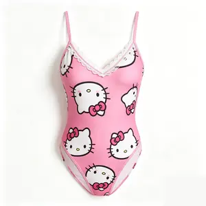 Sanrio Hello Kitty Sexy Pajamas - Pink Loungewear with Hello Kitty Pattern, Ideal for Nightwear