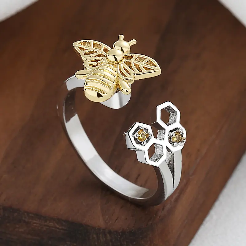 Bee Positive Honeycomb Spinner Ring – Fidget Relief Jewelry Bee Positive Honeycomb Spinner Ring – Fidget Relief Jewelry