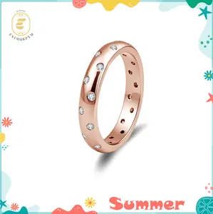 Moissanite Starry Sky Eternity Ring Silver-Plated Jewelry Wedding Engagement Anniversary Valentine's Day Birthday Gift Daily Wear
