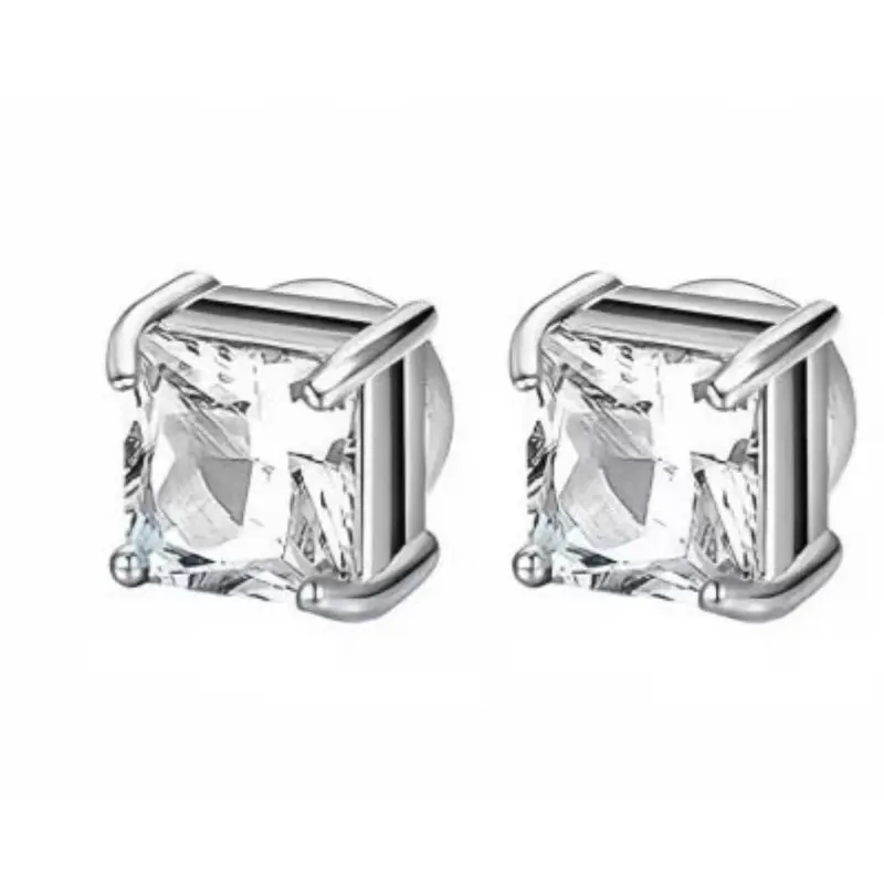 1 Pair 8mm Square Zircon Magnet Earrings, / No Piercing, Non Pierced Earrings, Easy Wear Studs, Elegant All-Season Jewelry, Perfect Gift for Friends