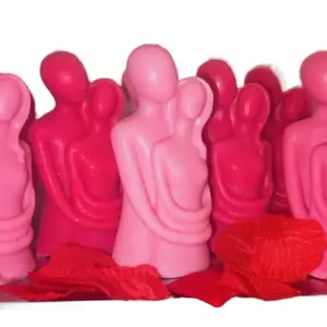 Lovers Candles - Pink Figurine Candles with Red Accents for Decorative Use - Ornaments