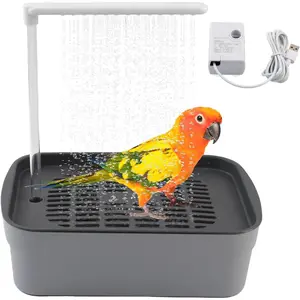 Automatic Parakeet Bath Parrot Shower Fountain with USB Power Plug Indoor Circulating Water Electric Bird Bath Shower Pump for Cockatiel Lovebird Conure Budgie