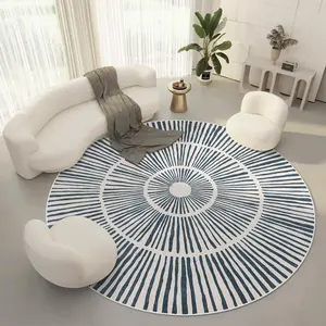 Geometric Pattern Round Rug, Decorative Area Rug, Non-slip Washable Floor Mat, Soft Floor Carpet for Home Living Room Bedroom Decor