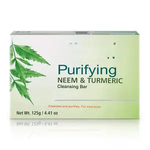 Purifying Neem & Turmeric Cleansing Bar for Clean and Healthy Looking Skin, 4.41 Oz (125 gm) Skincare Facial Comfort Daily Calming Herbal Acne Gentle nida korean cream