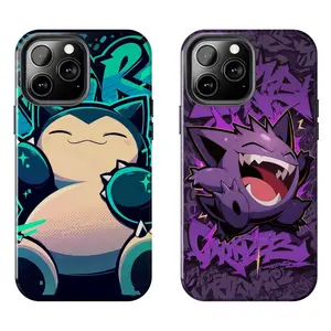 Cute Snorlax  Gengar Pokemon Anime Case for iPhone 17-7 Pro Max Plus & Samsung Galaxy S25-S21 Ultra Plus - Street Art Aesthetic Phone Cover unisex