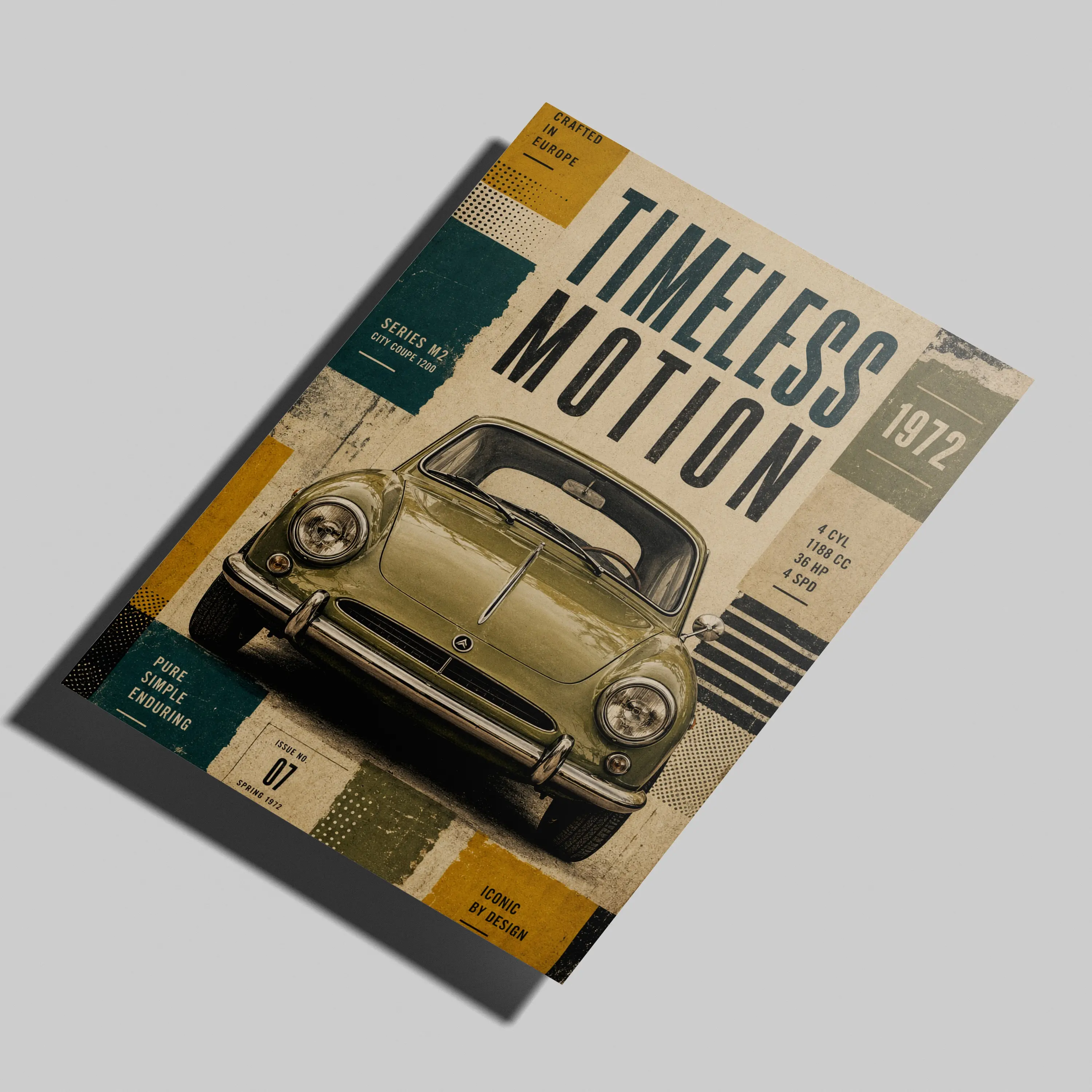 Vintage Classic Car Wall Art Poster Retro Automotive Print Hybrid Paper Home Decor for Garage Living Room Car Enthusiasts