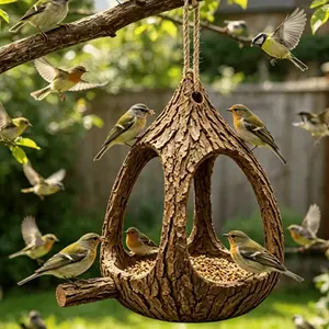Vintage Hanging Bird Feeder, Weather-Resistant Resin Material, Outdoor Bird Feed Container, Deck Bird Feeder, Ideal for Garden, Patio, Perfect Gift for Bird Lovers
