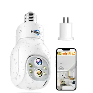 10X Zoom Waterproof Hiseeu Light Bulb Security Camera Wireless , PTZ Light Socket Security Camera,3MP Color Night Vision, WiFi 2.4GHz&5G, 2-Way-Audio, Auto Tracking & Alarm, SD & Cloud Storage (Dual Lens)