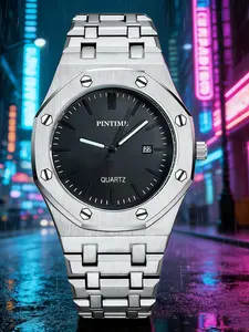 Men's Quartz Watch, Luxurious Fashion Design, Modern Watches, Calendar, Waterproof, Luminous, Daily Wear, Outdoor Activities, Round Analog Face, Quartz Wristwatch, Modern Trendy Watch