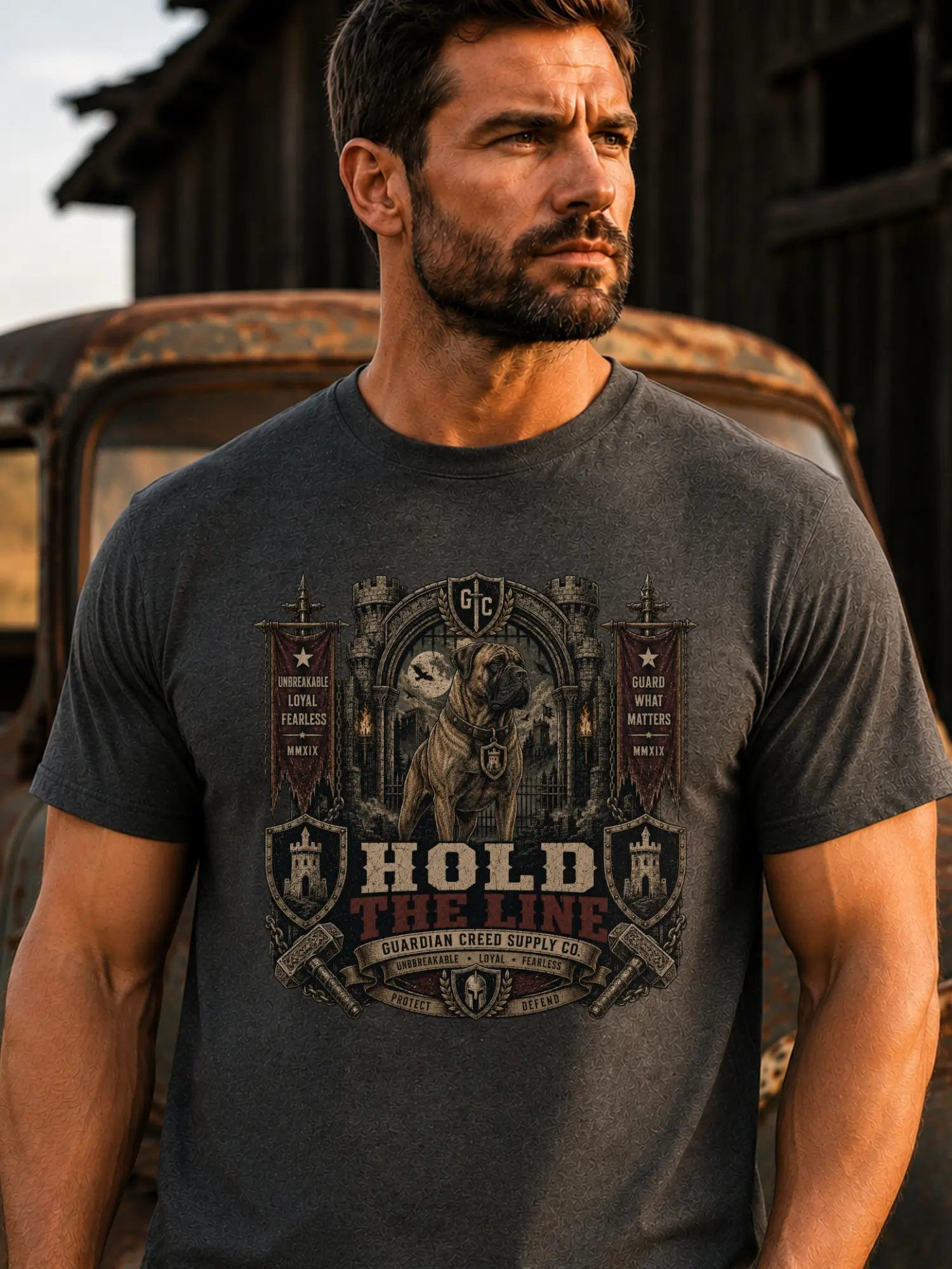 Bullmastiff Shirt | Hold The Line Vintage Tee | Bullmastiff Gift For Him | Bullmastiff Gift For Her