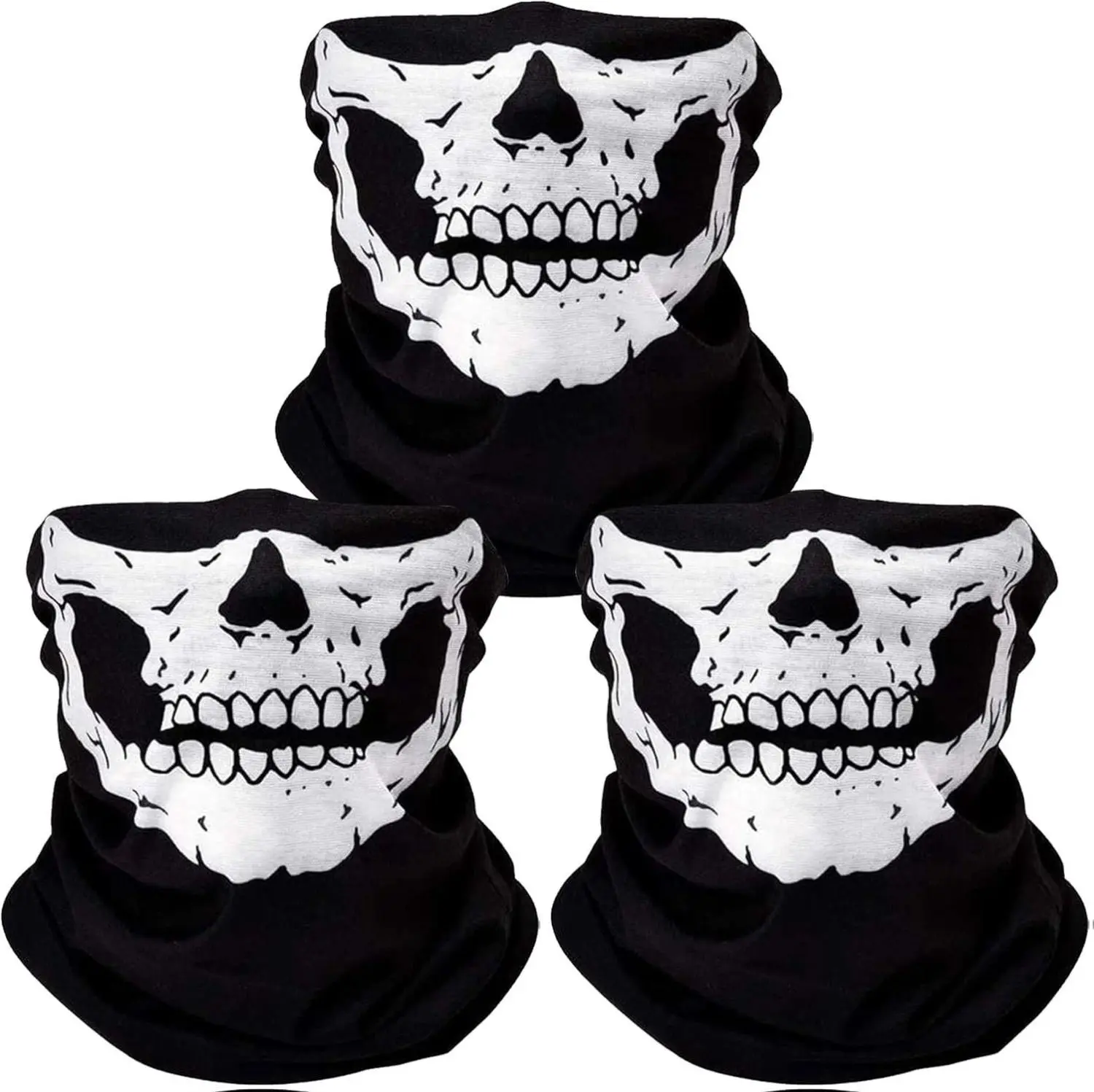 3Pcs Breathable Face Masks Skull Mask Seamless Balaclava Mask Headwear Scarf