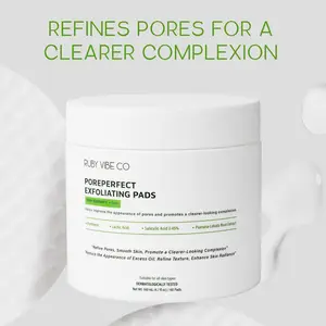 [RUBY VIBE CO] PorePerfect Exfoliating Pads – Salicylic & Lactic Acid Pore-Refining Toner Pads with Tea Tree & Panthenol for Clear, Smooth Skin