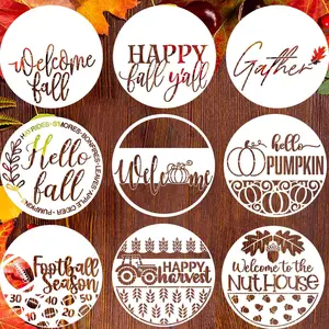 Fall Stencils 12" Hello Pumpkin Stencil Thanksgiving Stencils Autumn Gather Happy Harvest Drawing Templates for Painting on  Sign Doormats Door Hanger Pillow Cover