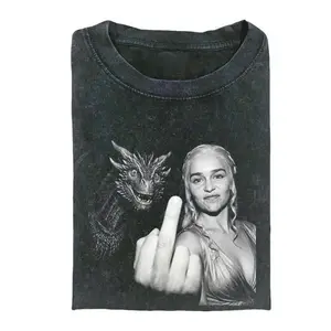 Game Of Thrones Daenerys Targaryen With Dragon Funny Attitude Meme T-Shirt, Mother Of Dragons HBO Fantasy Series Iconic Parody Graphic Shirt, Unisex Cotton Crewneck T-Shirt Menswear Womenswear Streetwear Top