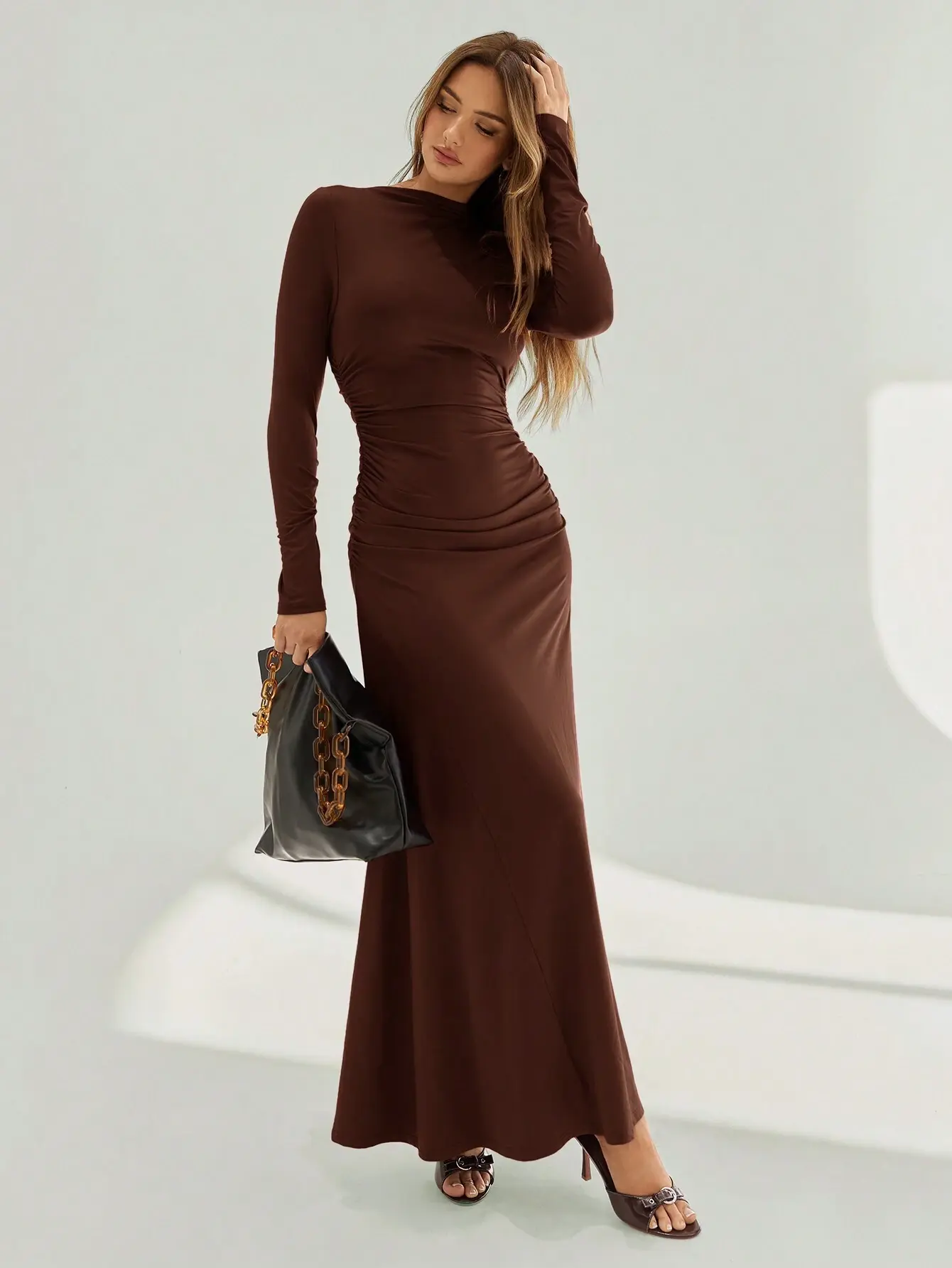 bodycon ruched maxi dress Emily Aqua Off The Shoulder Mini Dress main image 1