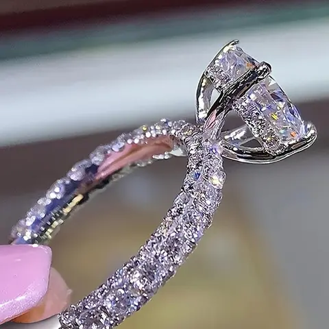Elegant Rhinestone Decorated Double Finger Ring, Statement Ring, Beautiful Rings, Fashion Accessories for Women for Party, Daily Clothing Decor, All-match & Exquisite Jewelry for Birthday Gift, Everyday Ring