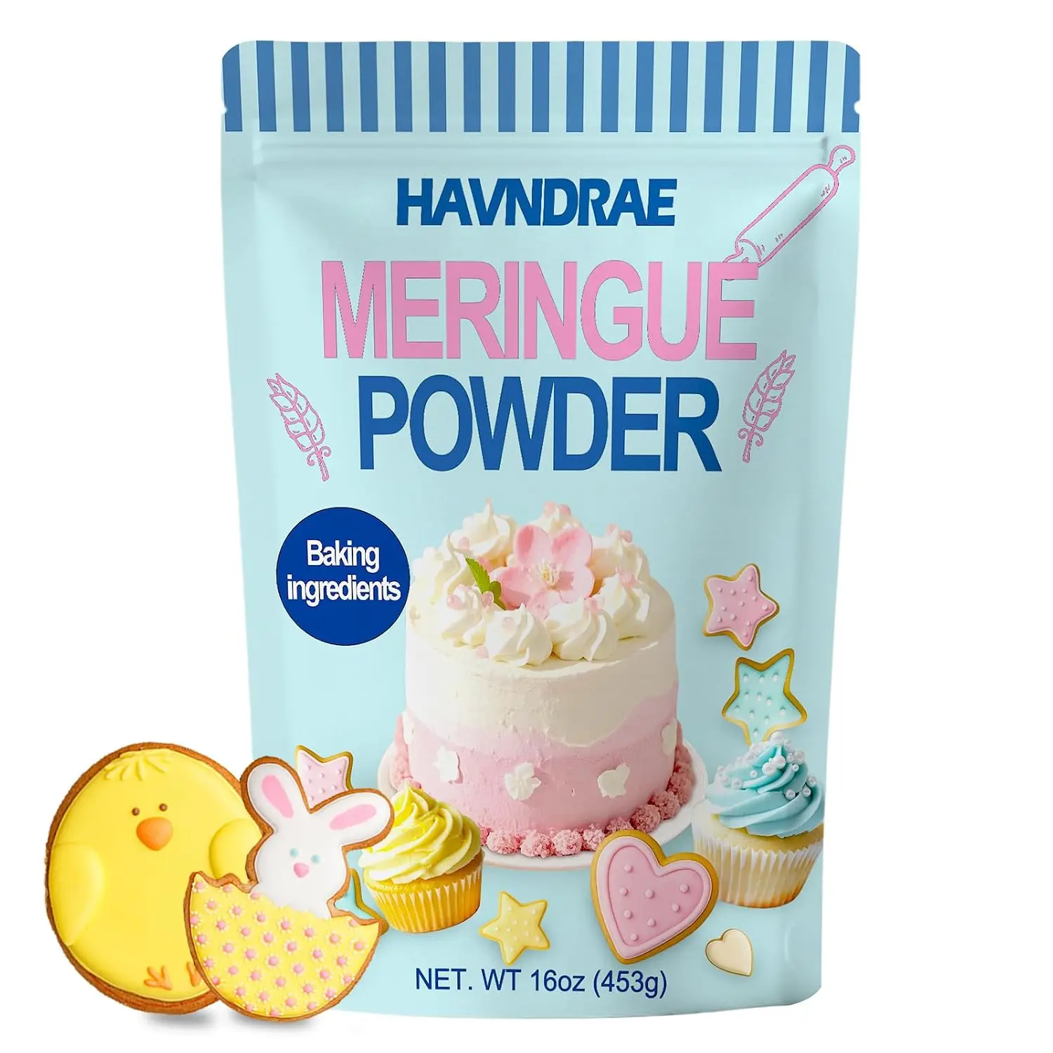 16oz Sweet Meringue Powder Mix - Royal Icing, Baking & Cake Decorating Use - Gluten-Free Easy Whip Icing Mix for Sugar Cookies, Home Bakers