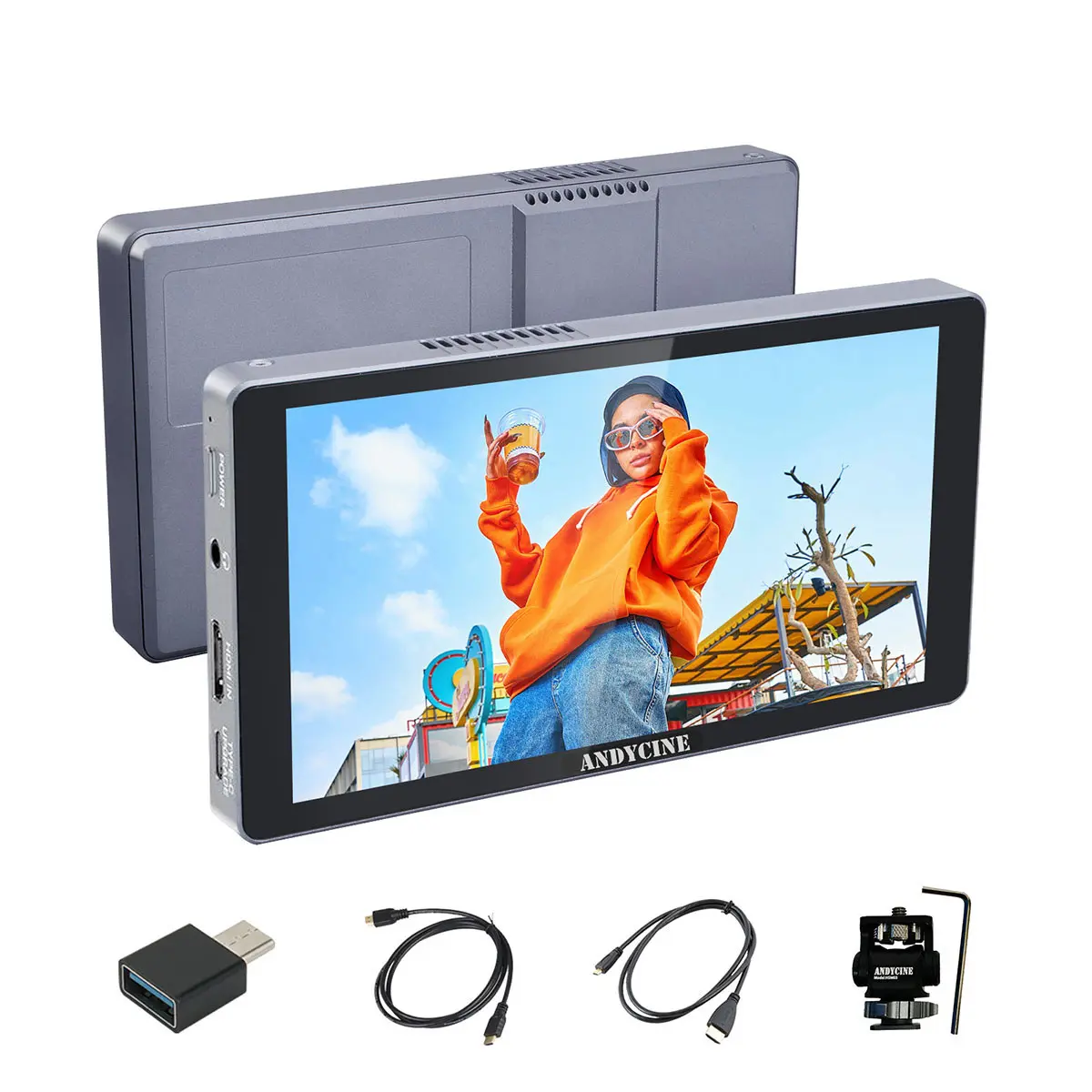 AndyCine X5L 6" High-Brightness Portable Mobile DSLR Camera Field Monitor with Built-In Rechargeable Battery & Mount