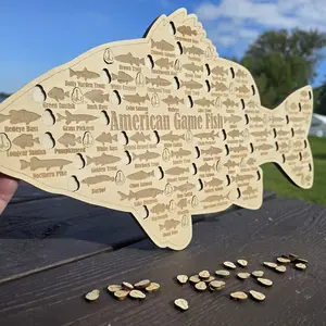 American Game Fish Challenge Personalized Wooden Display & Tracker | Unique Fishing Trophy Gift for Dad | Angler Wall Decor for Cabin & Home