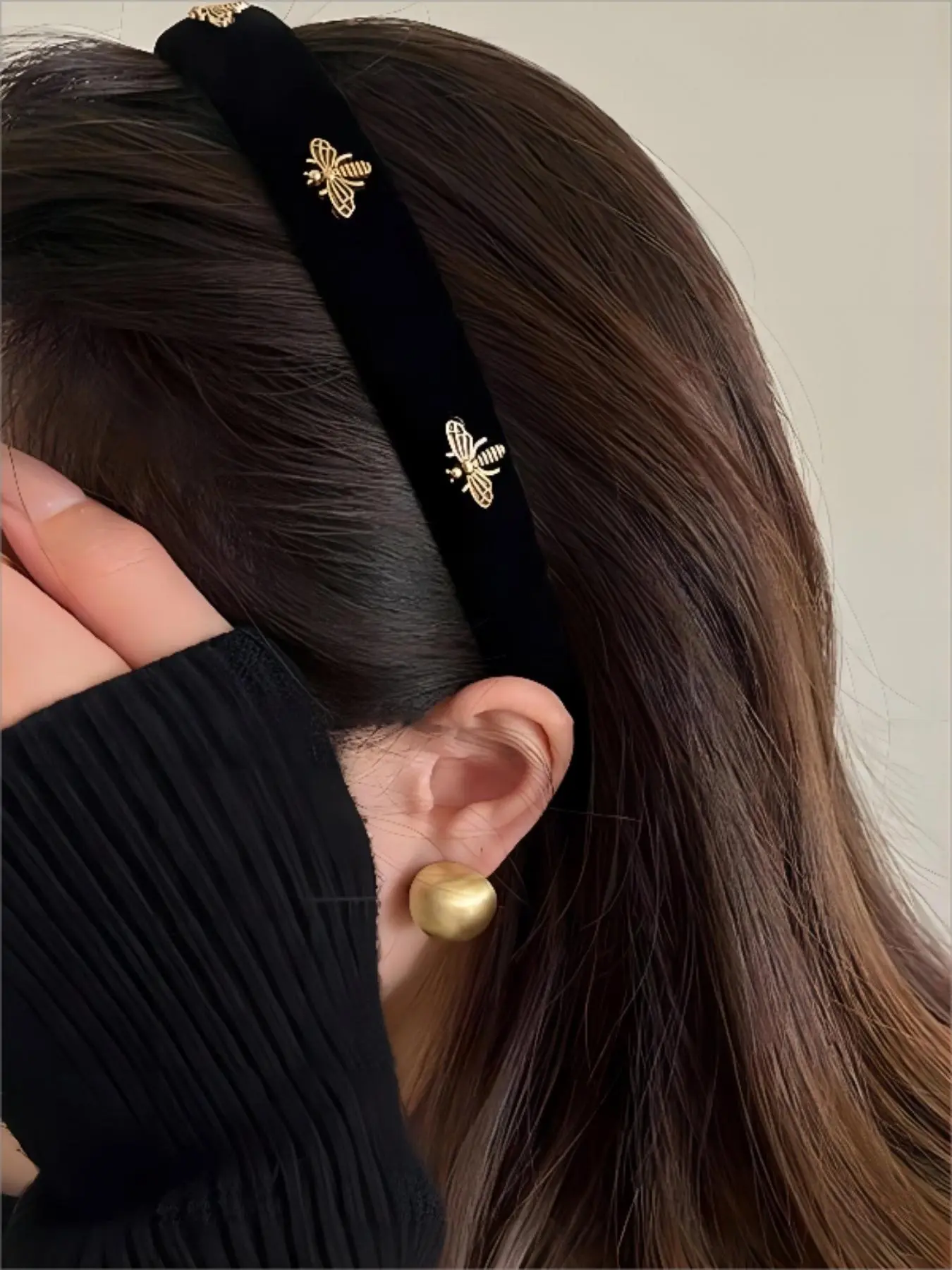 Women's Fashion Hair Hoop with Bee Design, Elegant Headband For Daily Wear, Rhinestone Hair Accessories For Women & Girls