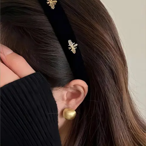 Women's Fashion Hair Hoop with Bee Design, Elegant Headband For Daily Wear, Rhinestone Hair Accessories For Women & Girls