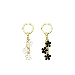 Charm Darling Iris Charms (Without Letter) Flower Initial Keychain Perfect for Gifts - Iris & Rainbow for Key Cute Letter Keyring for Handbag Backpack White & Black Fashionable Accessories