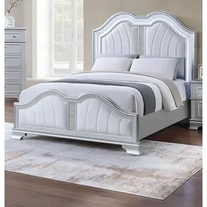 Bellemave  Bed Frame - Gray Wood Indoor Furniture with Built-In USB Port, Twin Trundle, Rattan Accents, LED Lights & Glam Look, Contemporary Elegant Design (1pc)