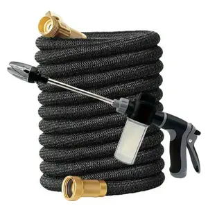 Retractable Magic Garden Hose - With High-Pressure Nozzle - Durable Rubber - 3-4inch US Standard Connector - Available in Various Lengths for Lawn Watering and Cleaning