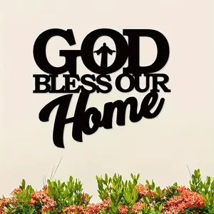 God Bless Our Home Metal Wall Art Sign, Unique Housewarming Gift, Durable Metal Construction, Vintage Metal Sign, Wall Metal Plaque, Perfect for Home Decor & Gifts