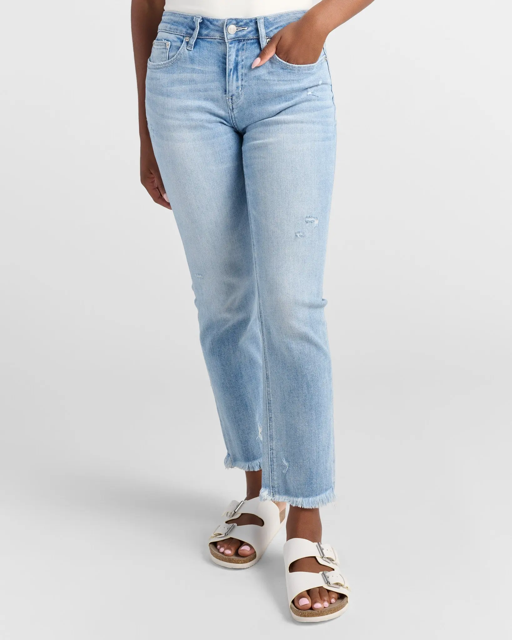 Women's Denim Mid-Rise Cigarette Cropped Curve Flex Jeans with Comfy Mid-Rise Waist, Mid Rise Jeans