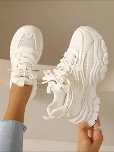 Women's Outdoor Sports Shoes, Thick Sole, Lightweight Height-Boosting Platform, Spring Summer Style, Comfortable Walking Shoes