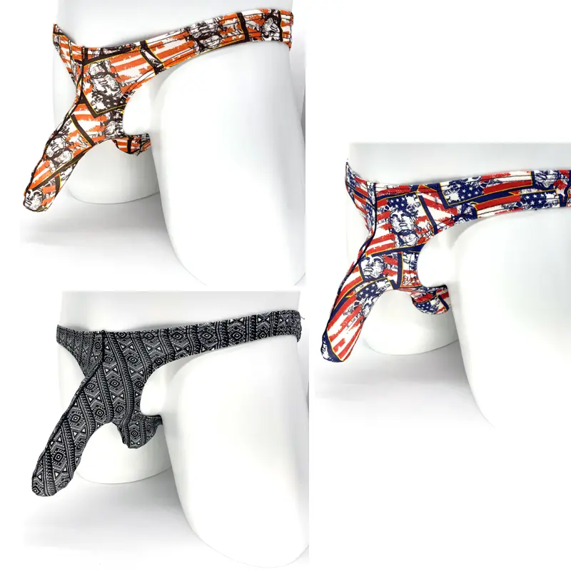 Men's Sexy Underwear Fashionable Printed Elephant Nose Briefs Gays Fun Penis Bulge Separation Low-rise Breathable Elastic Bikini