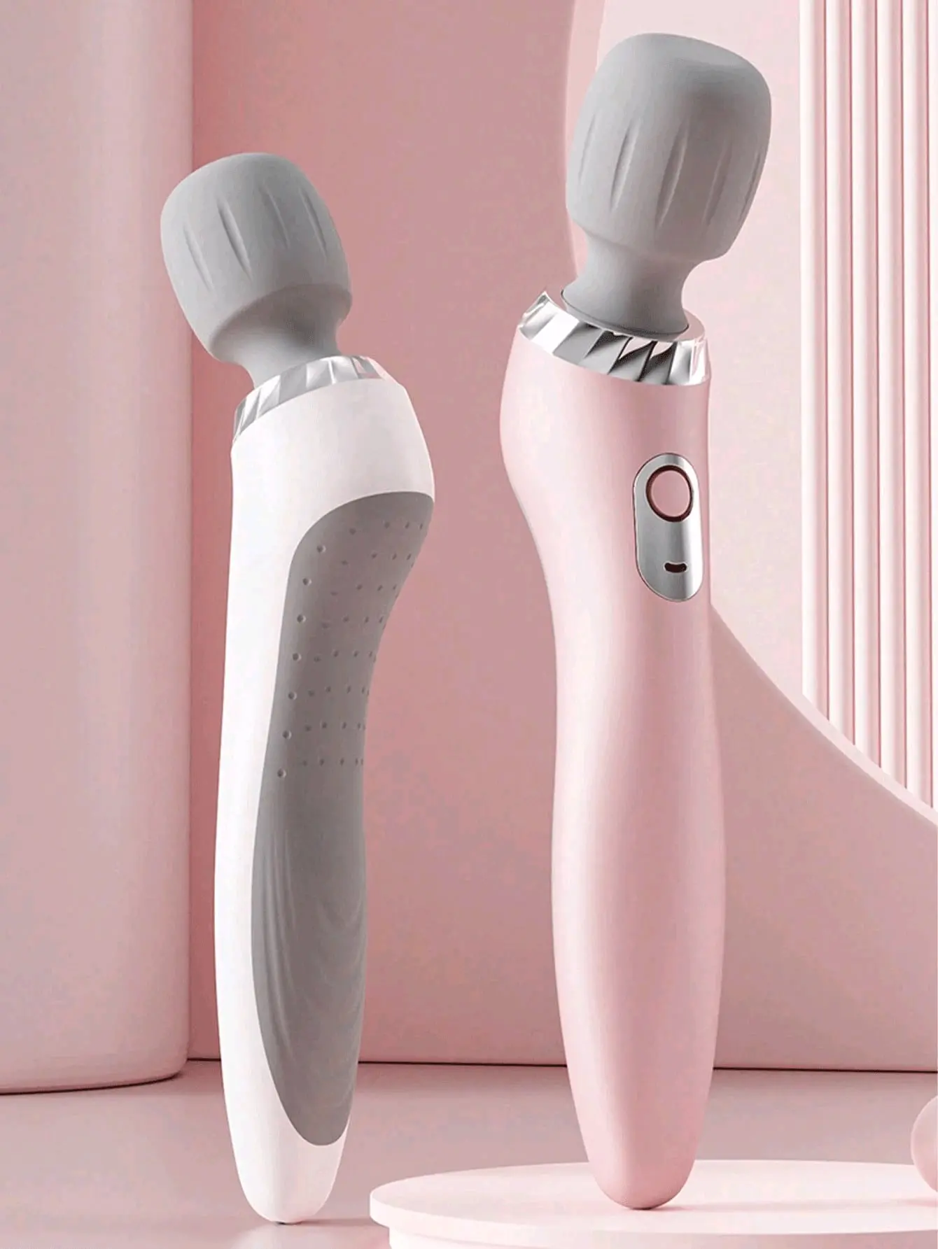 Luxurious Pink & White Massage Device with Soft Grip & Ergonomic Design for Ultimate Comfort