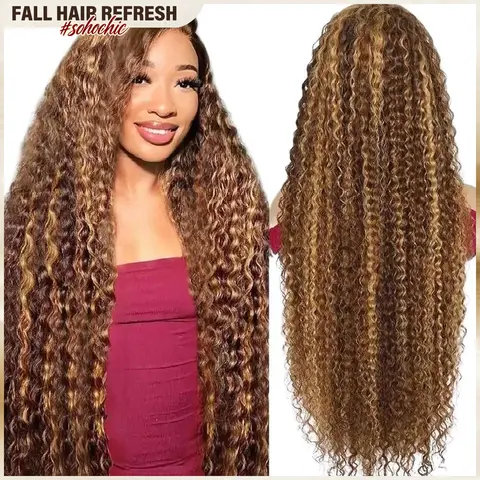 BGMgirl Brown Highlight Deep Wave 6x4 Wear Go Glueless Human Hair Wig, 180% Density Pre-Plucked Pre-Cut Lace, Adjustable Strap, Colored Wigs Human Hair, Fall Hair #sohochic #TikTokShopFallDealsForYou