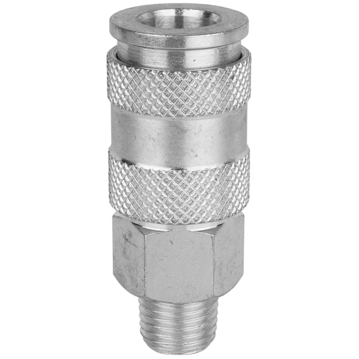 1/4" MNPT High Flow (V-Style) Quick-Connect Steel Coupler