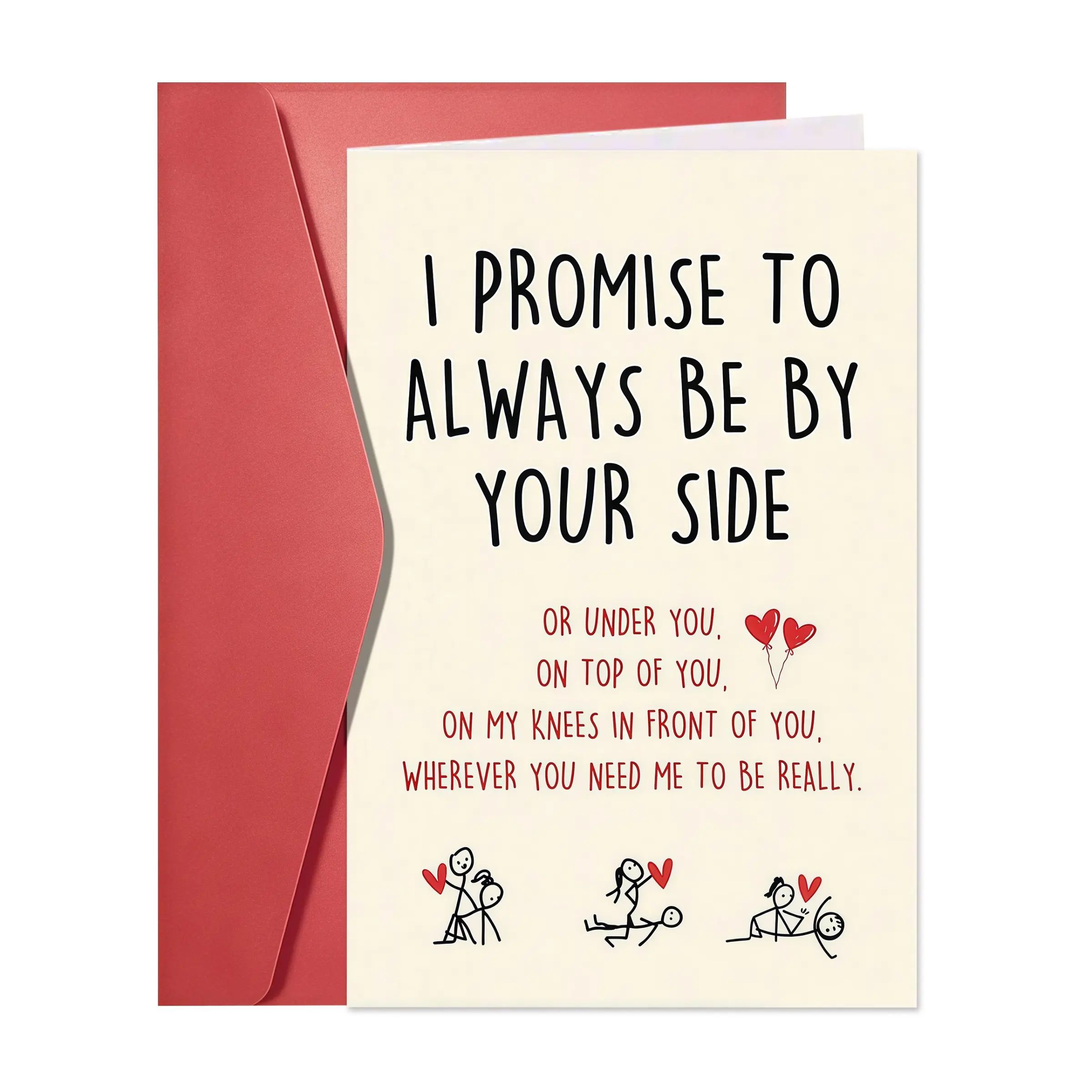 1pc Naughty Valentine's Day Card for Husband, Fiancé or Boyfriend, Sweet Anniversary/Birthday Card for Wife, Fiancée or Girlfriend, Greeting Card with "I Promise to Always Be by Your Side", Vertical Cards, Message Card