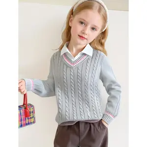 Girls' Sweater Pullover, Christmas Outfit for Kids, Trendy Piece for Teens, Fashionable Girls' Clothing, Middle School Girls' Clothing, 7 to 8 Years Old, 10 to 12 Years Old, Knit, Tops