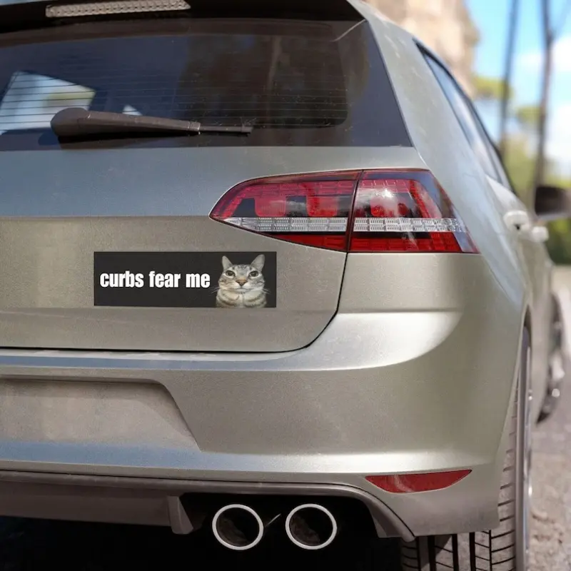 1PC "Curbs Fear Me Cat Funny Sticker Fun Slogan Design Suitable for Car Bodies, Motorcycle Shells, Bicycle Frames Creates Arrogant Vibe Lights Up Vehicle Appearance Fits Various Transportation Tools Funny Decoration Preferred"