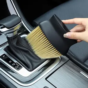 1 Count, Double-head car interior cleaning brush, a soft-hard dual-purpose brush, suitable for areas such as air conditioning vents, dashboard, and buttons, equipped with a durable plastic handle, Car Detailing Brush