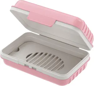 Bar Soap Holder Dish 1 Pack for Shower, Travel Soap Case with Lid for Gym, Camping Essentials, Hiking, Travel Size Toiletries, Portable, Leakproof, Pink