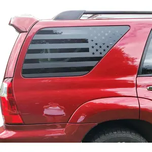 Rear Window American Flag Decal Fits Toyota 4Runner 4th Gen 2003-2009, Precut Back Side Window Glass USA Flag Vinyl Sticker Exterior Accessories(Matte Black)