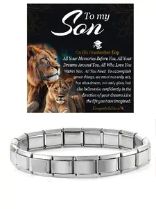 Silver Color Sparkling Rhinestone Italian Bracelet Connector, 9mm Stainless Steel Modular Link, Ideal for Bracelets, Watches, Keychains