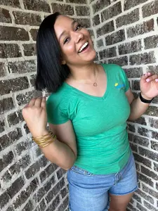 Women’s Classic JackMobb Graphic Green V-Neck Shirt