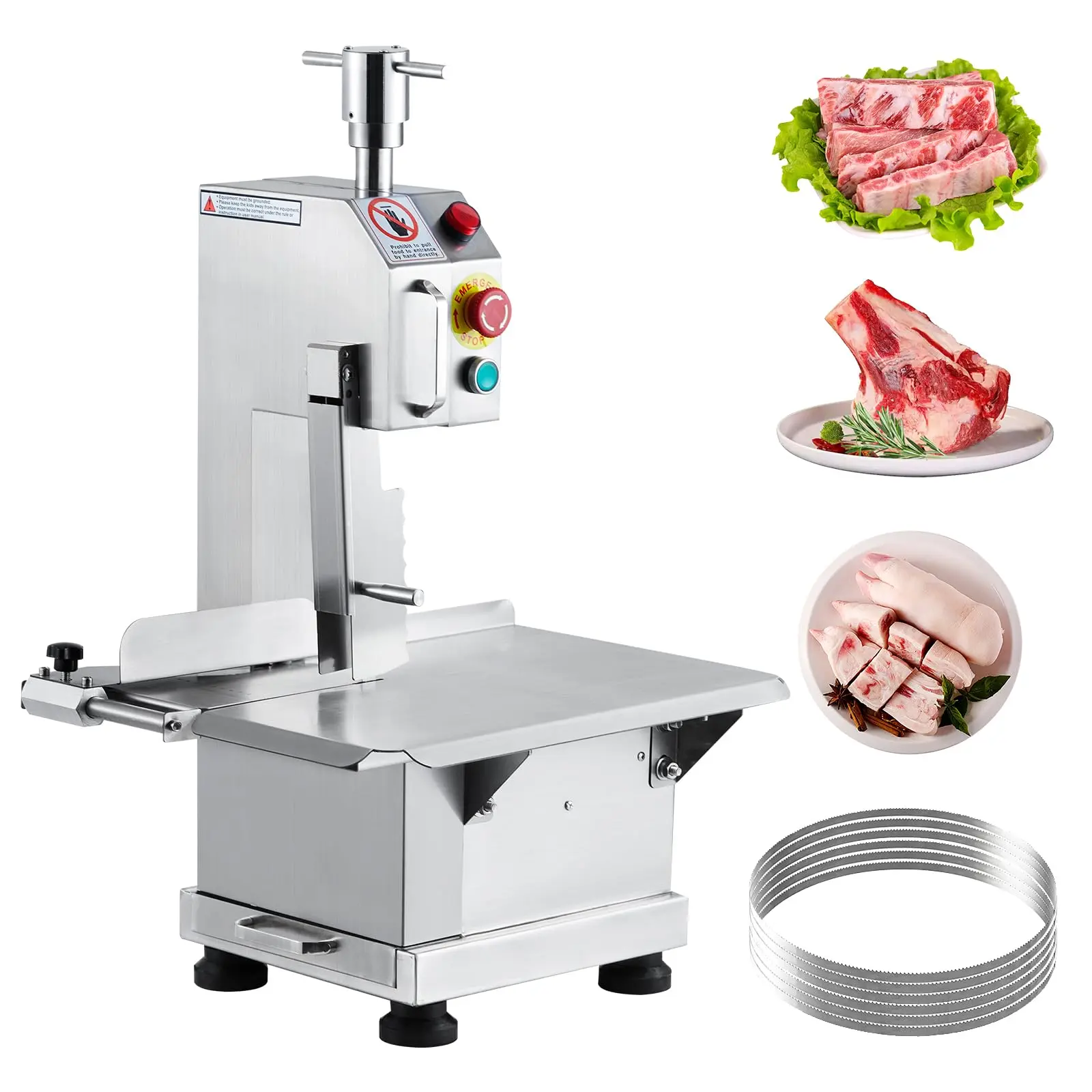 GARVEE 850W Countertop Electric Meat Saw - Accurate Adjustments, High-Performance Cutting, Safety First, Stainless Steel Workbench, Adjustable Thickness
