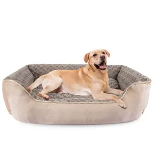 Rectangle Dog Bed for Large Medium Small Dogs - Washable Orthopedic Sofa Bed, Soft Breathable Puppy & Pet Cuddler, Durable Calming Dog Bed with Anti-Slip Bottom, Multiple Sizes