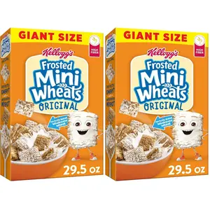 Kellogg’s Frosted Mini-Wheats Breakfast Cereal,High Fiber,48g Whole Grain,Giant Size,29.5 oz,(Pack of 2)